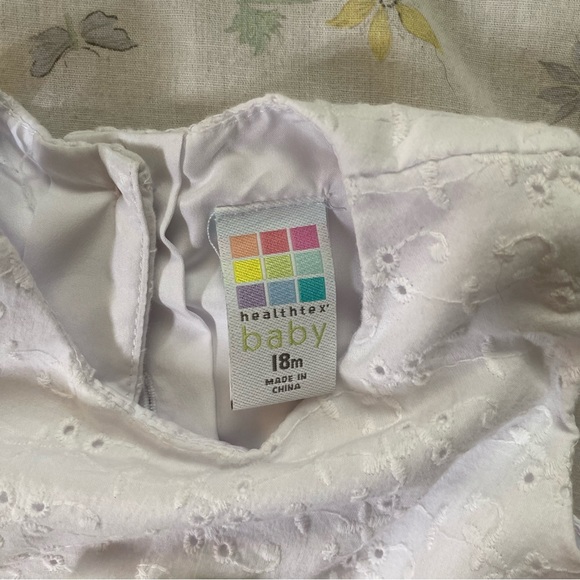 Healthtex Baby White and Pink Dress with Flower 18m - Picture 7 of 8